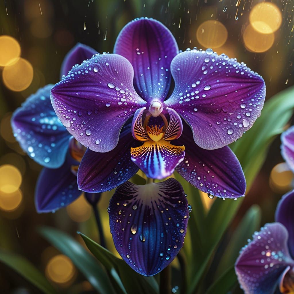 Iridescent Vanda Orchid Macro: Hyperrealistic Botanical Phot...