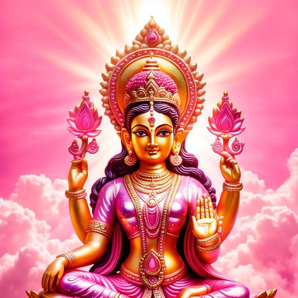 Iridescent Pink Lakshmi Goddess in Divine Light