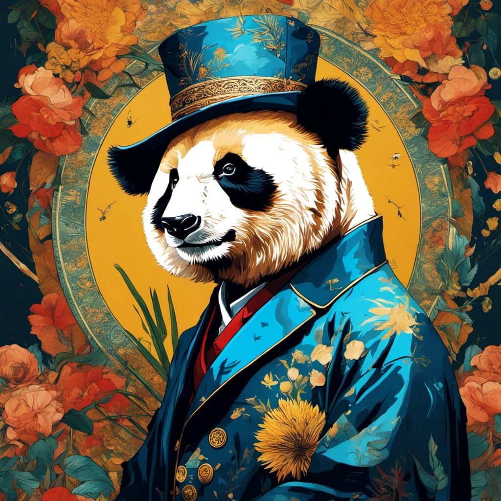 Panda Portrait of Vincent Van Gogh in Digital Art Style