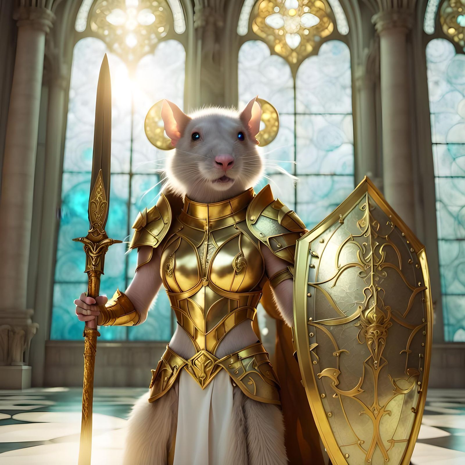 Rat Lady Royal Guard in Golden Armor