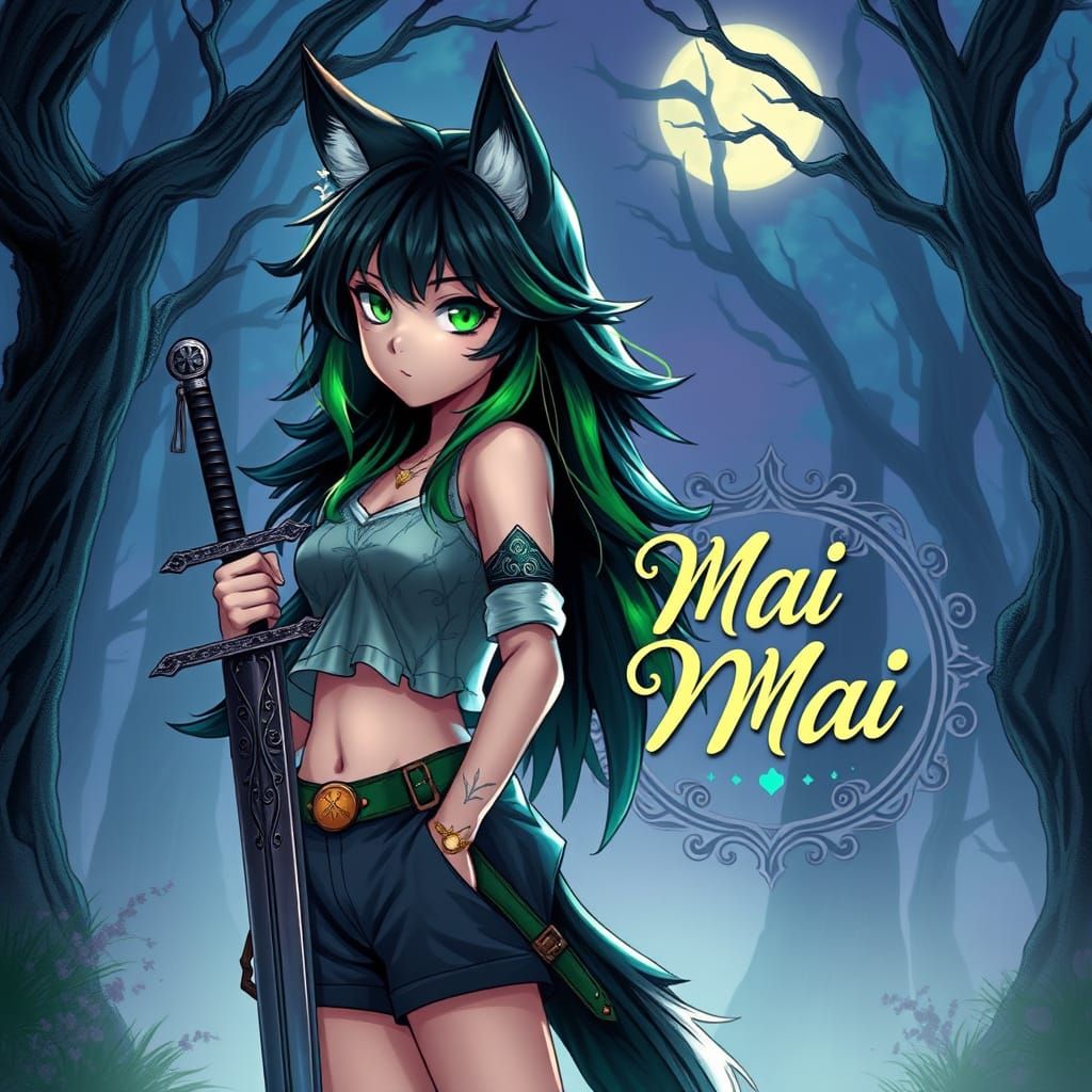 Wolf Girl Warrior Embodies Mystical Forest Spirit