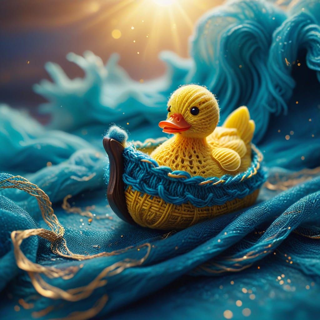Whimsical Rubber Duck in Dreamy Oceanic Scene