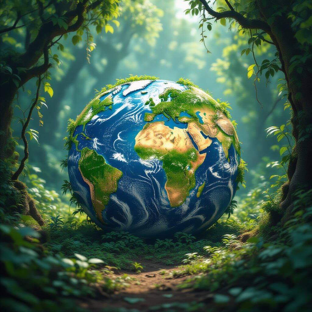 Bioluminescent World Inside Overgrown Globe