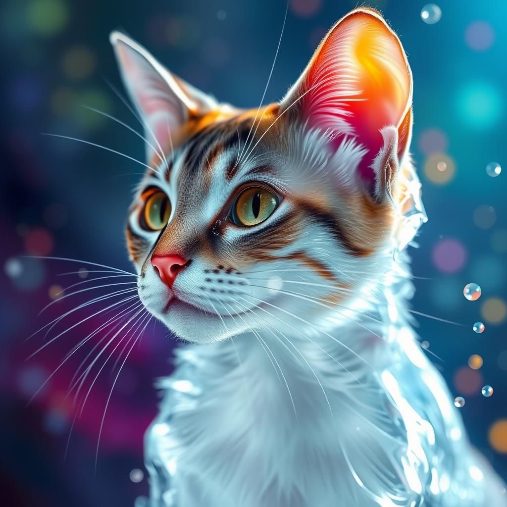 Transparent Glass Cat in a Magical Fantasy World