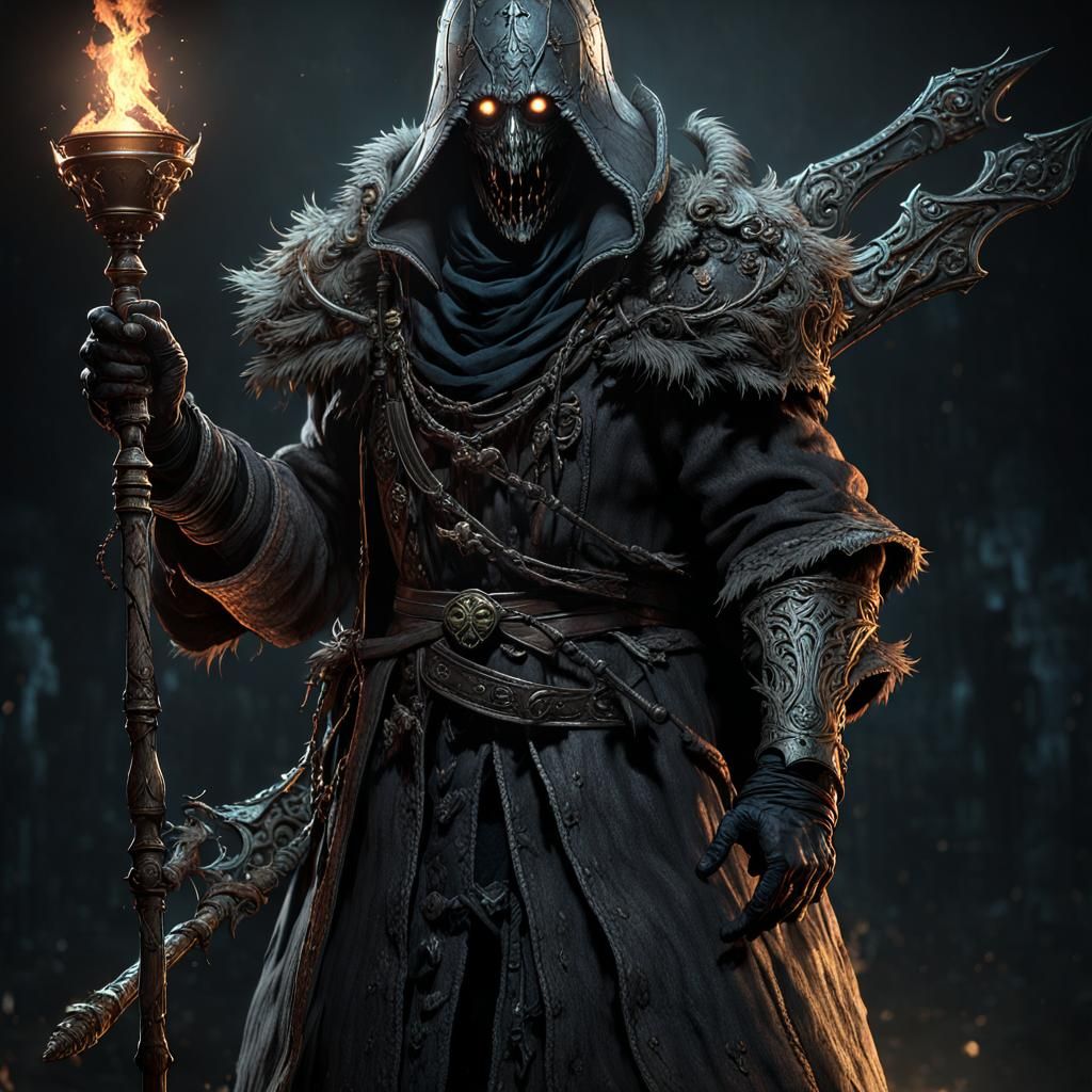 Dark Fantasy Scepter Bearer in Hyperdetailed Style