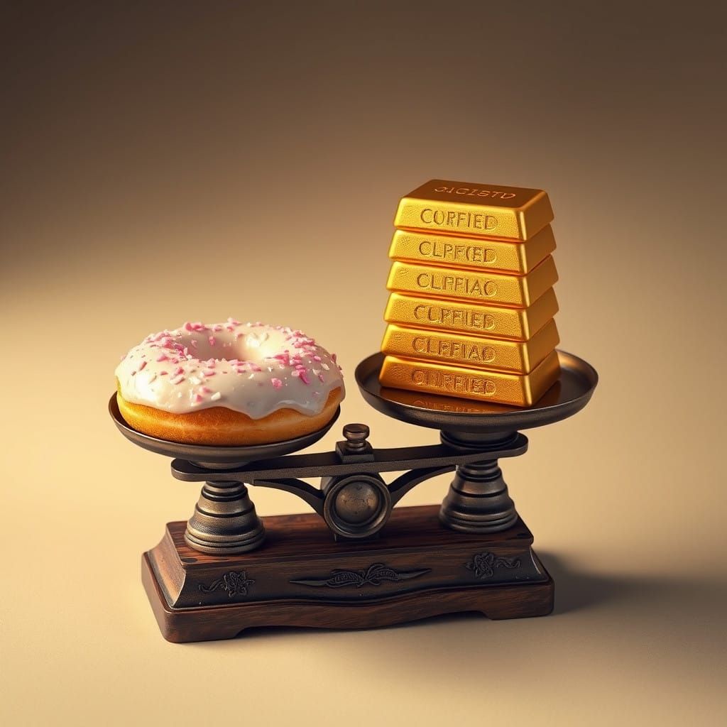 A Delicious Doughnut Weighed Against Gold