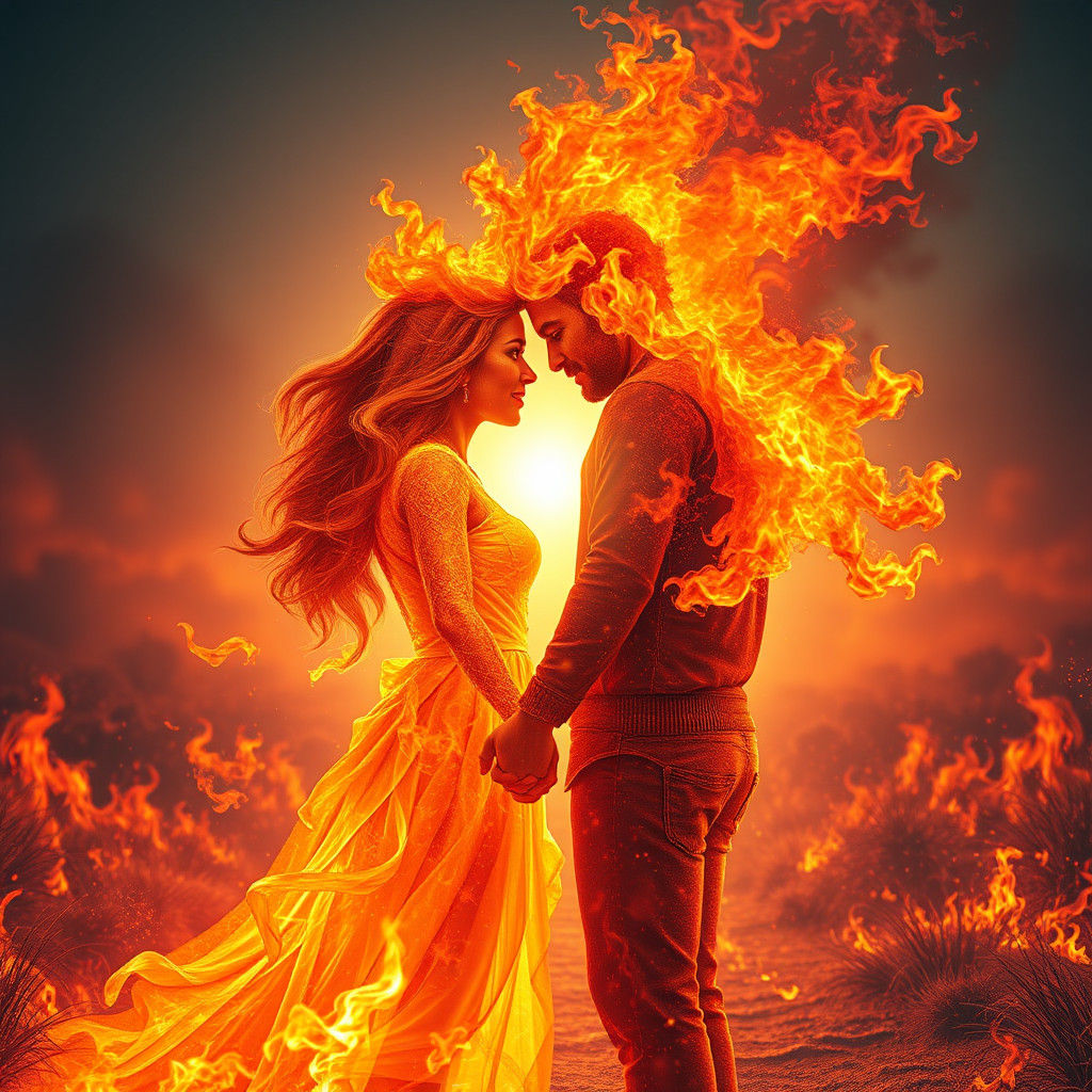 Fiery Couple Walking into a Land of Fire