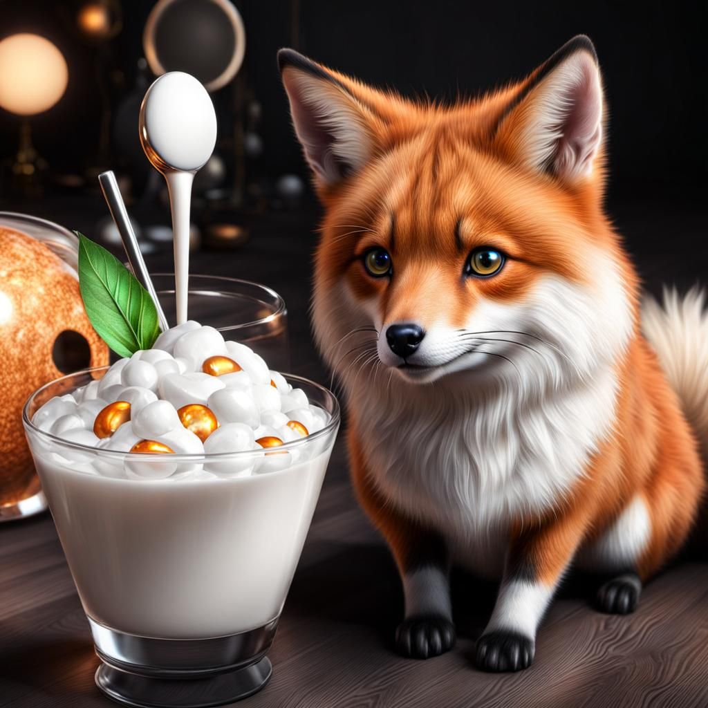 Realistic Fox Eyes Ice Cream Portrait in HDR