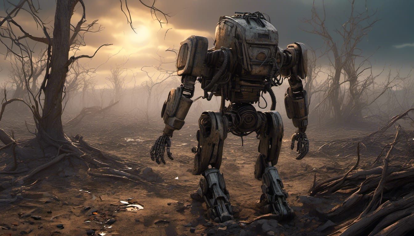 Post-Apocalyptic Adventurer in Digital Art Style