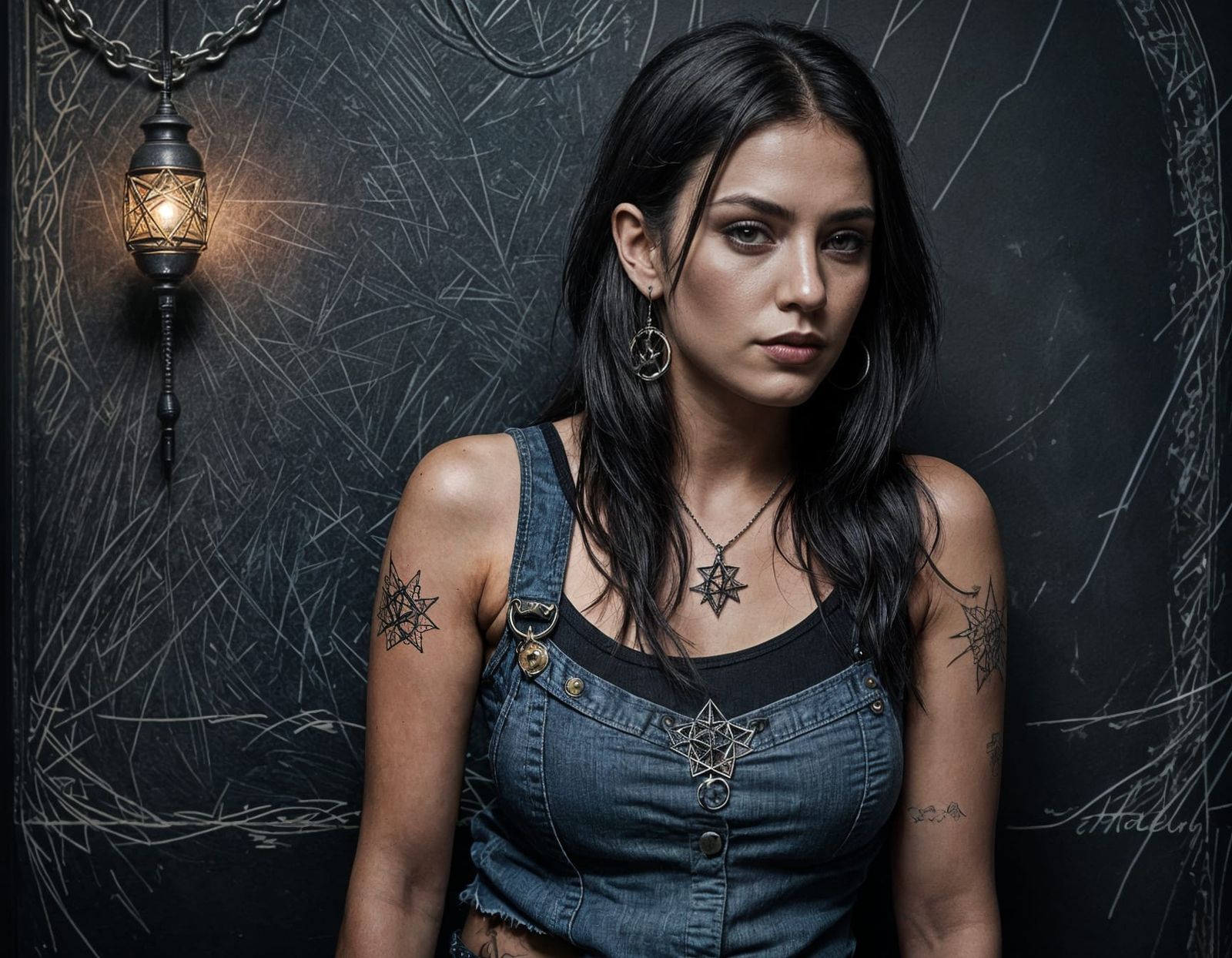 Modern Young Witch with Nose Ring and Earrings