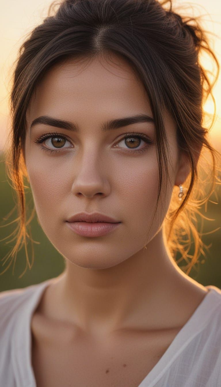 Mysterious Femme Fatale Portrait in Golden Light