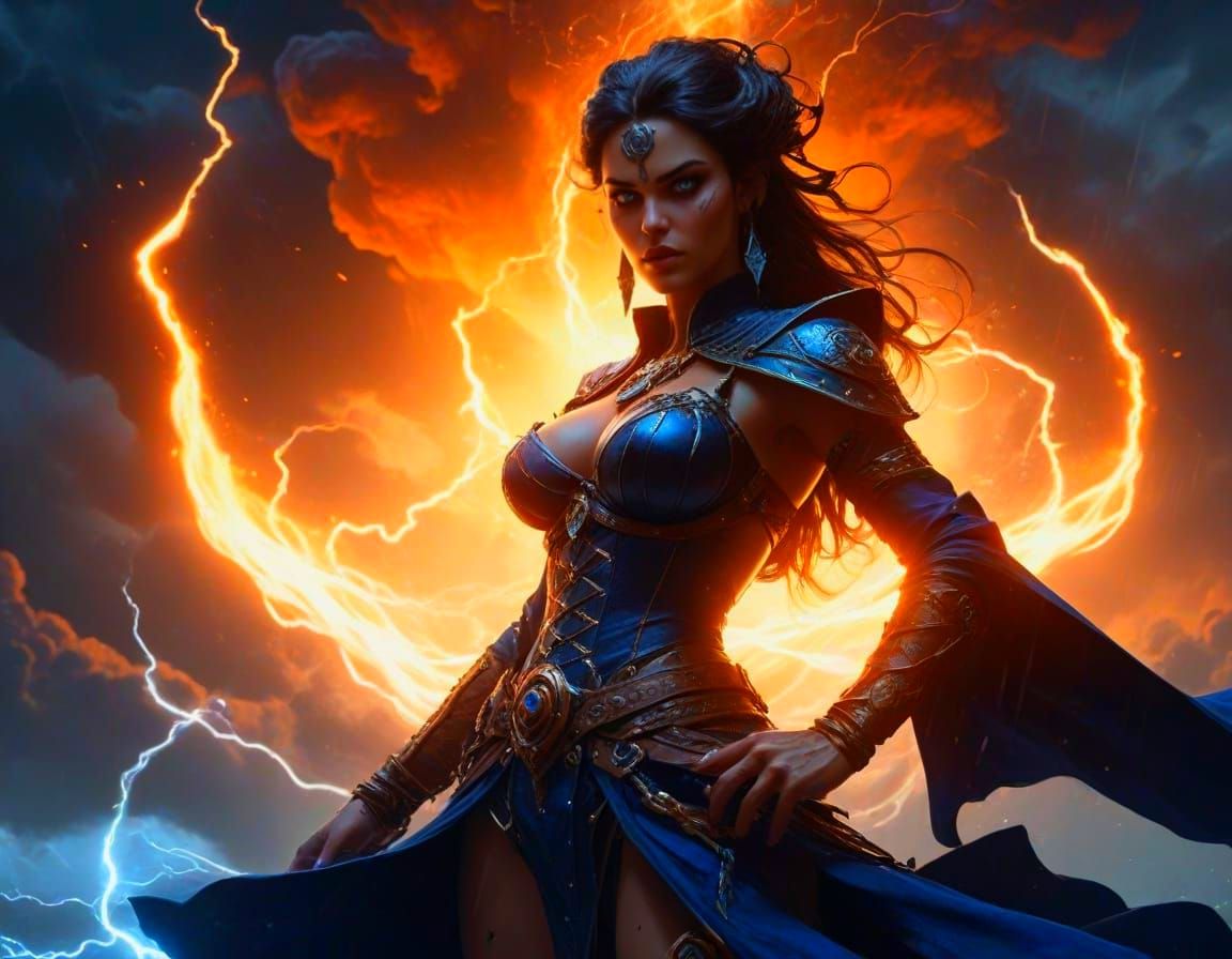 Baroque Gothic Sorceress Conjures Energy Storm