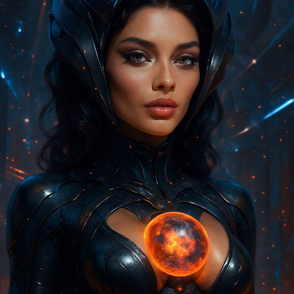 Photorealistic Sci-Fi Space Queen with Alluring Sensuality