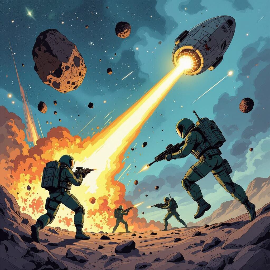 USAF Space Force Fights Alien Asteroid Attack in Comic Art S...