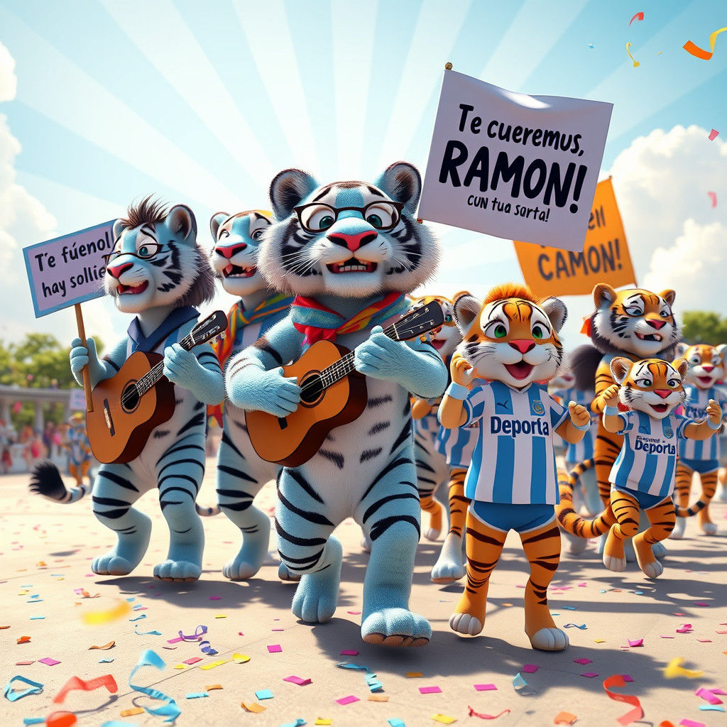 Blue Tigers' Tribute to Ramón: A Cartoon Celebration