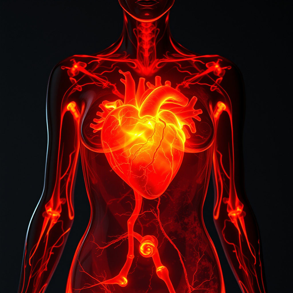 Fiery Heart Within Translucent Female Form