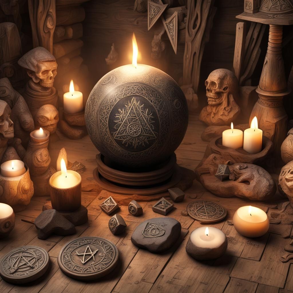 3D Render of Occult Objects on Floor
