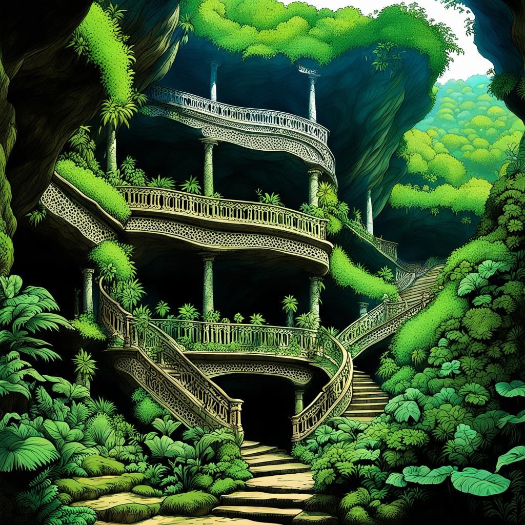 Majestic Mountain Village Inspired by Stalenhag