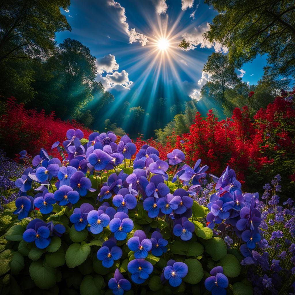 Sunbeams on Vibrant Flowers