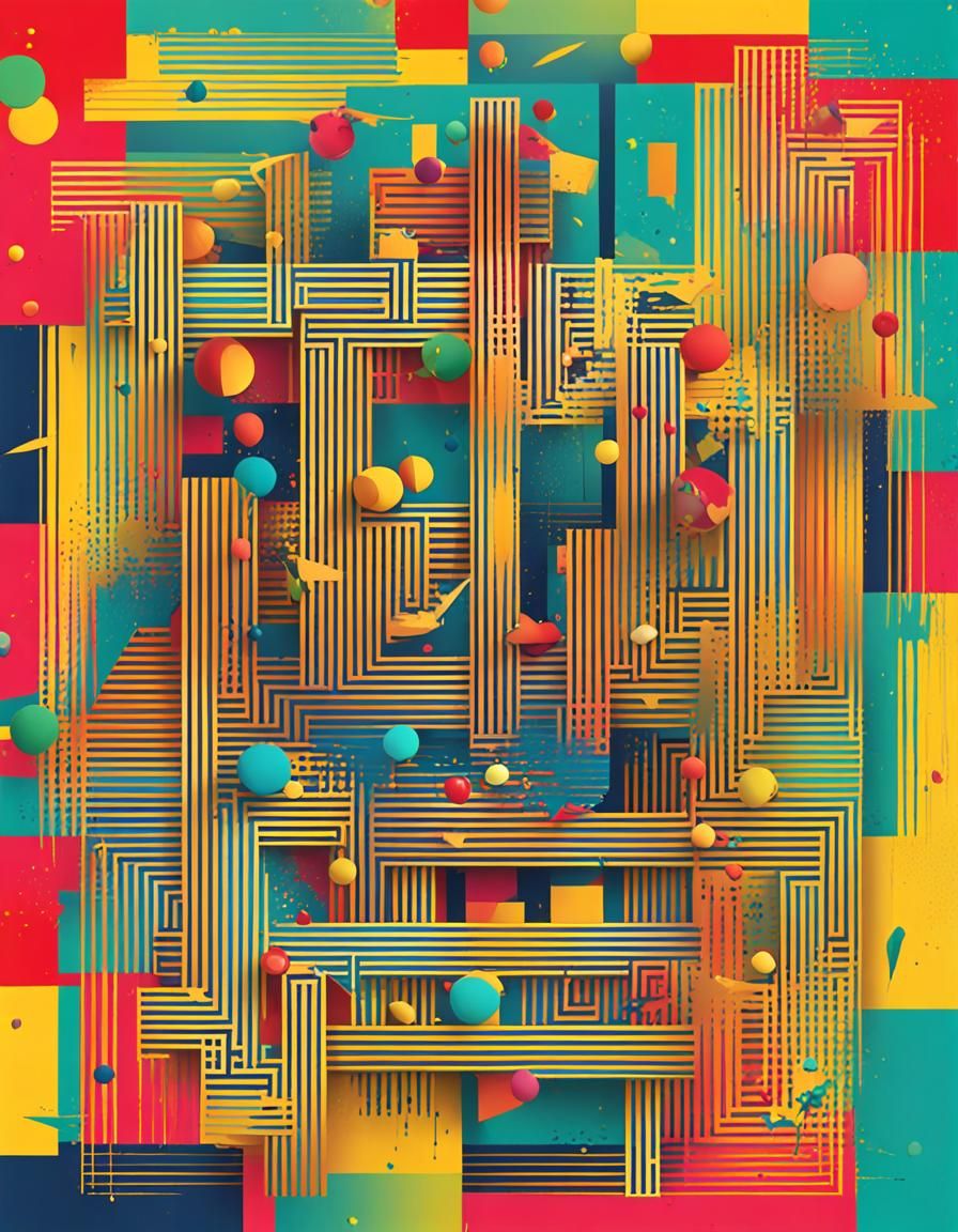 Pop Art Birthday Card in Geometric Bauhaus Style