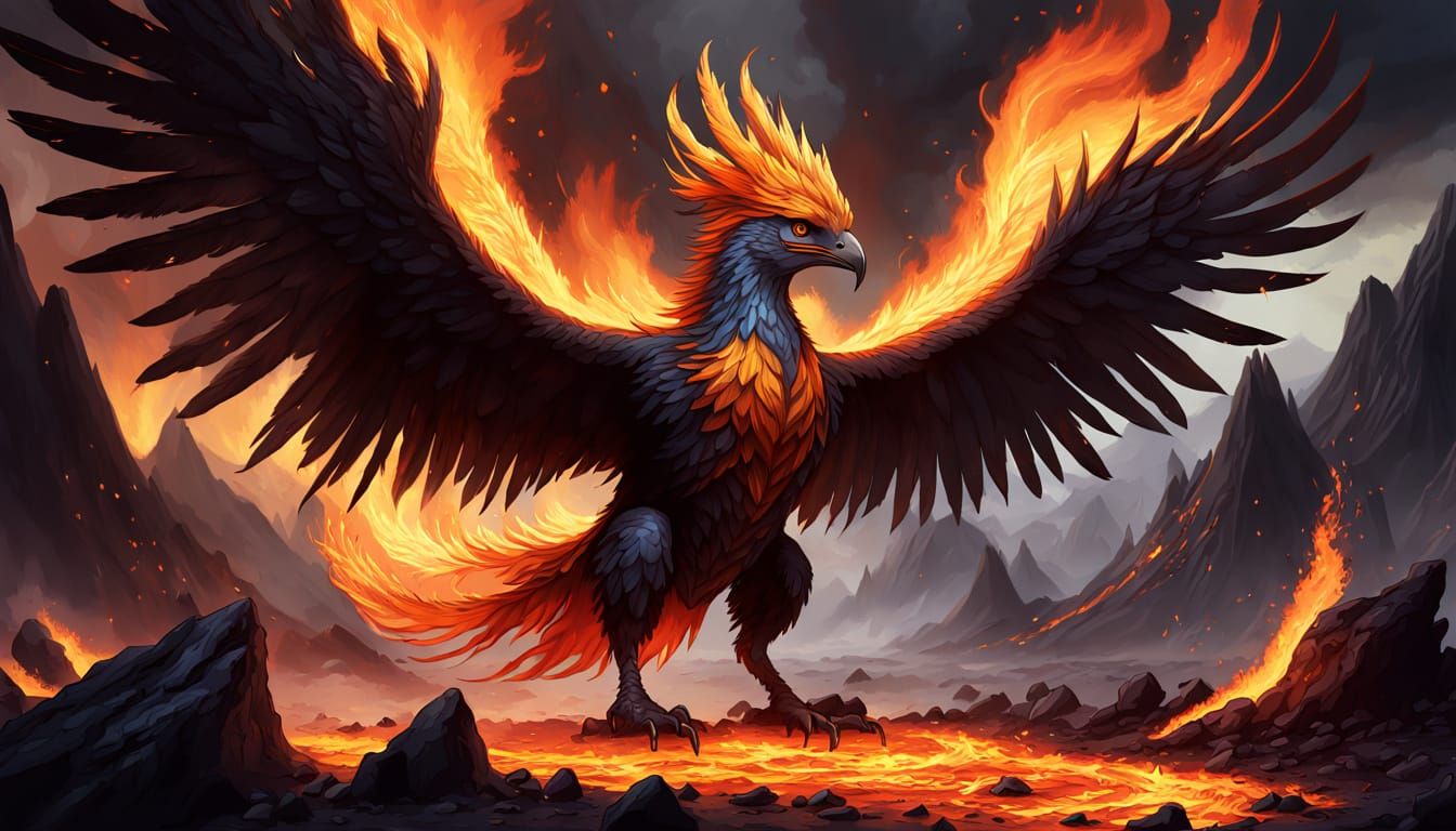 Fiery Pyrokrin: Fantasy Concept Art in Oil Painting Style