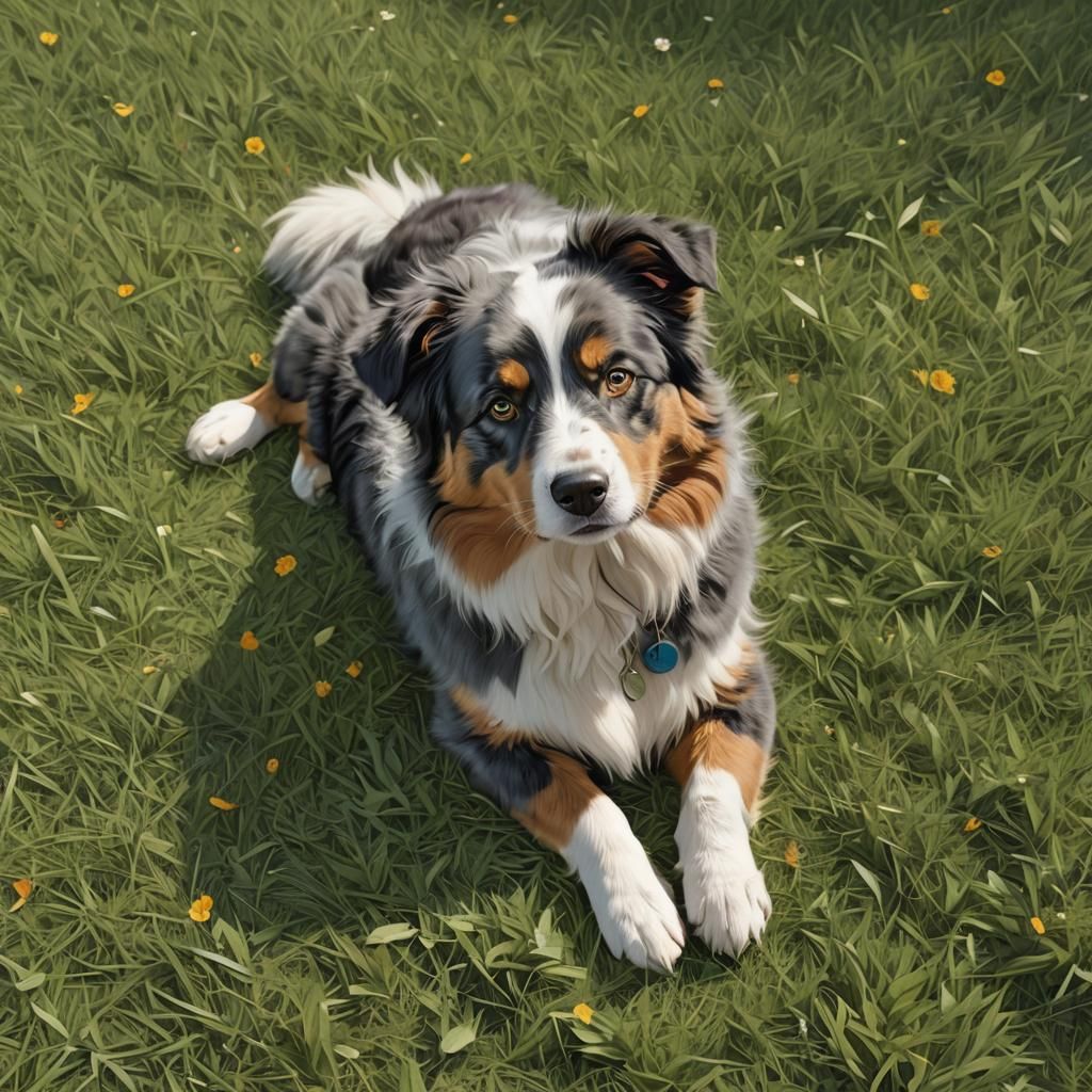 Australian Shepherd in Anime-Inspired 3D Art