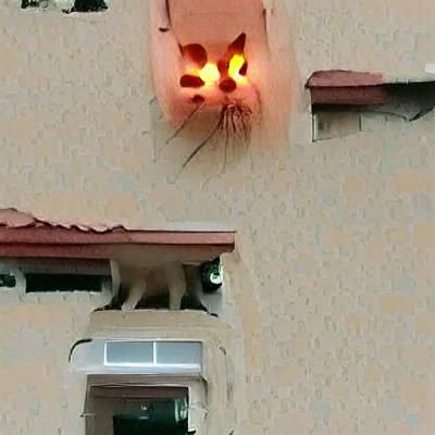 Eerie Glowing-Eyed Black Cat in the Dark