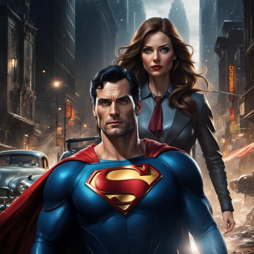 Superman and Lois Lane in Dark Fantasy Style
