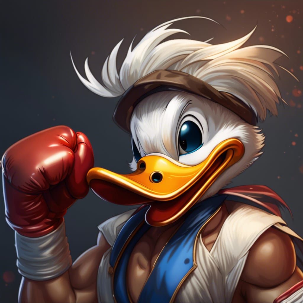Donald Duck: Hyperdetailed Boxer Portrait