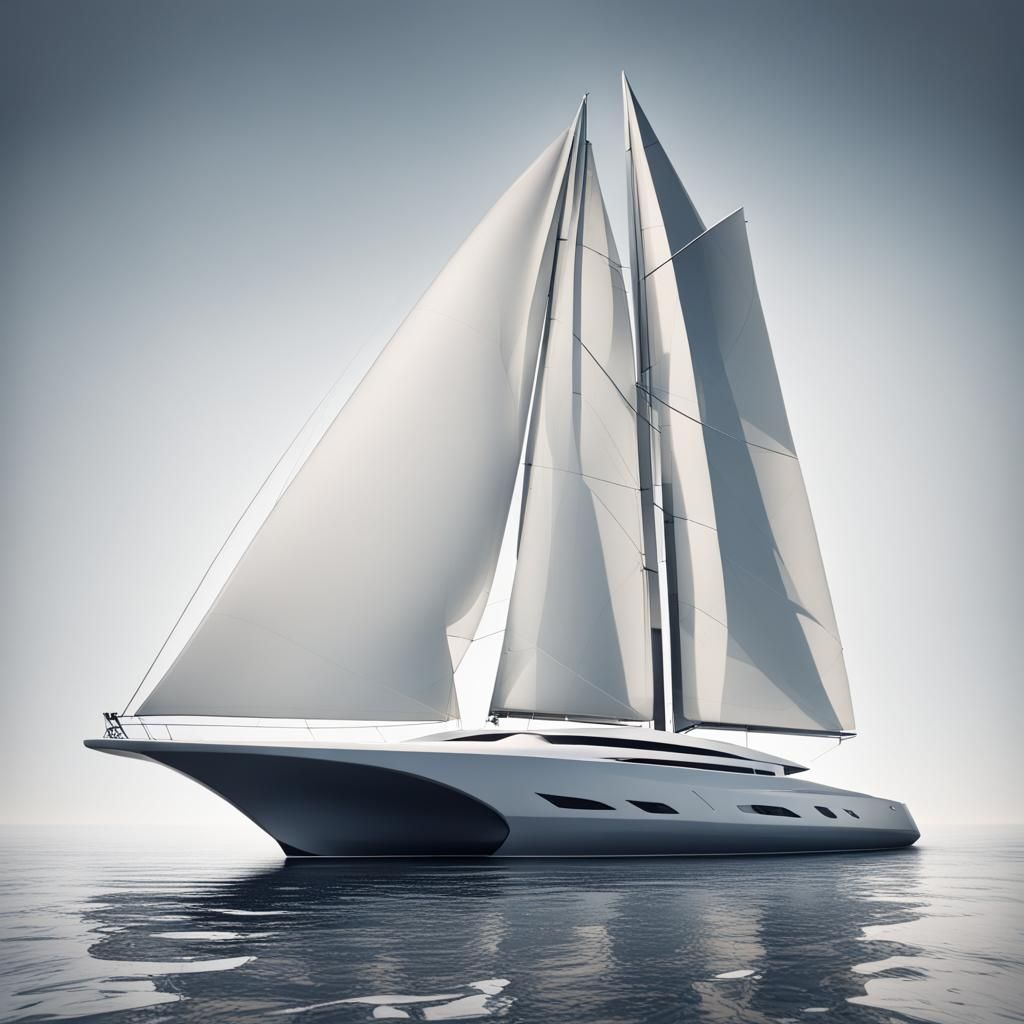 Hypermodern Yacht Sailing on the Ocean