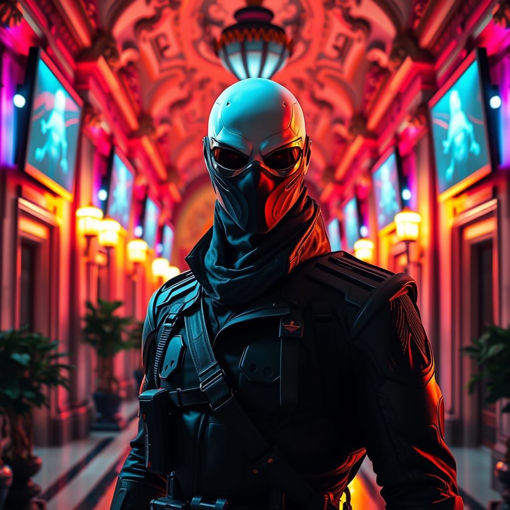 Cyberninja in Cyberpunk Embassy