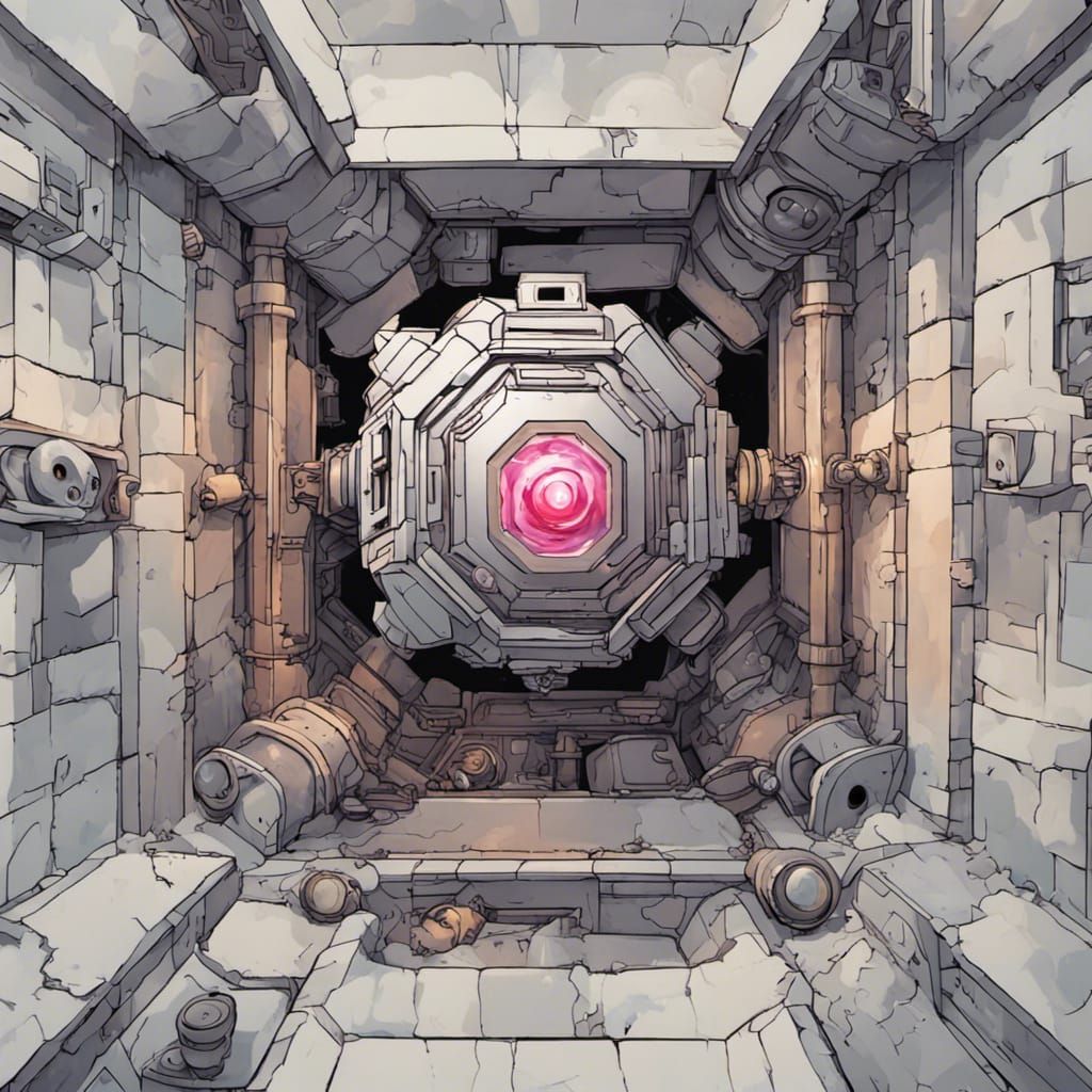 Companion Cube Escaping Incinerator: Comical Detailed Art