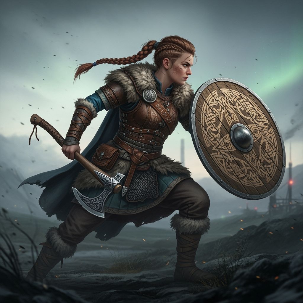 Viking Shield Maiden Ready for Battle