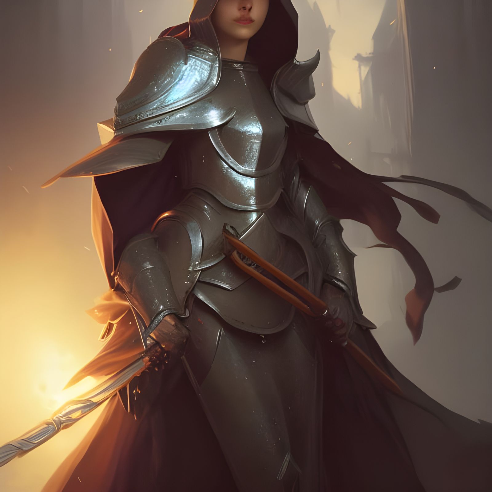Female Knight Sorcerer Portrait in Photorealistic Style