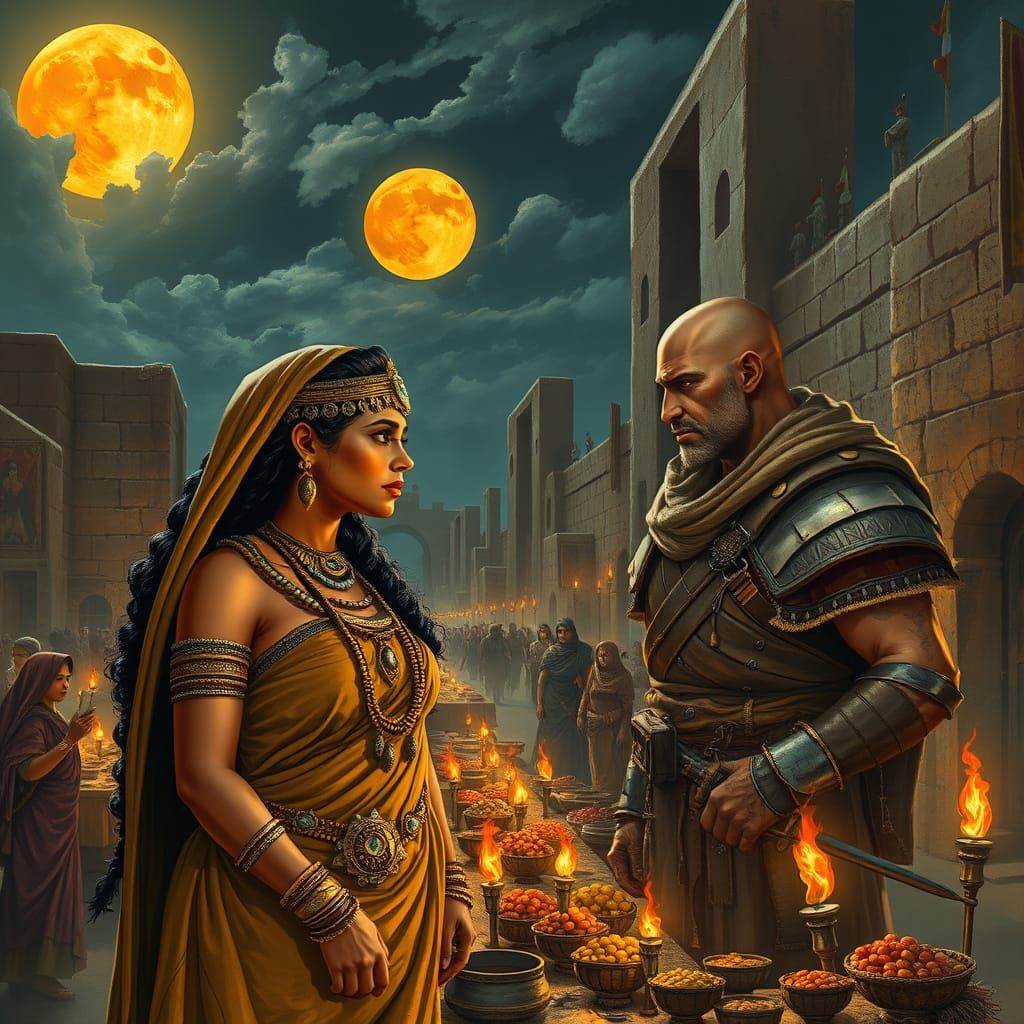 Desert Princess and Warrior at Ancient Night Market