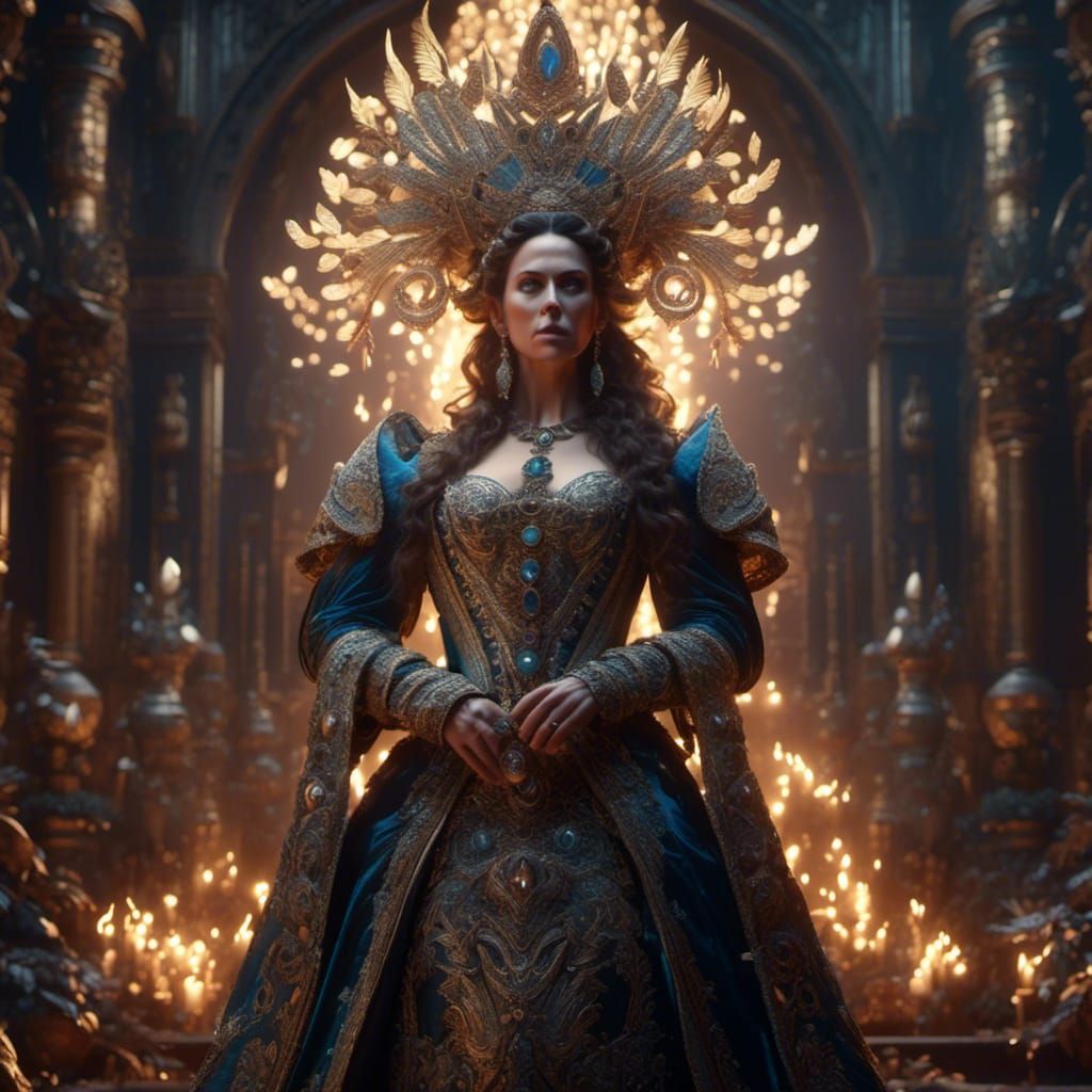 Angry Baroque Woman Portrait in Hyperrealism