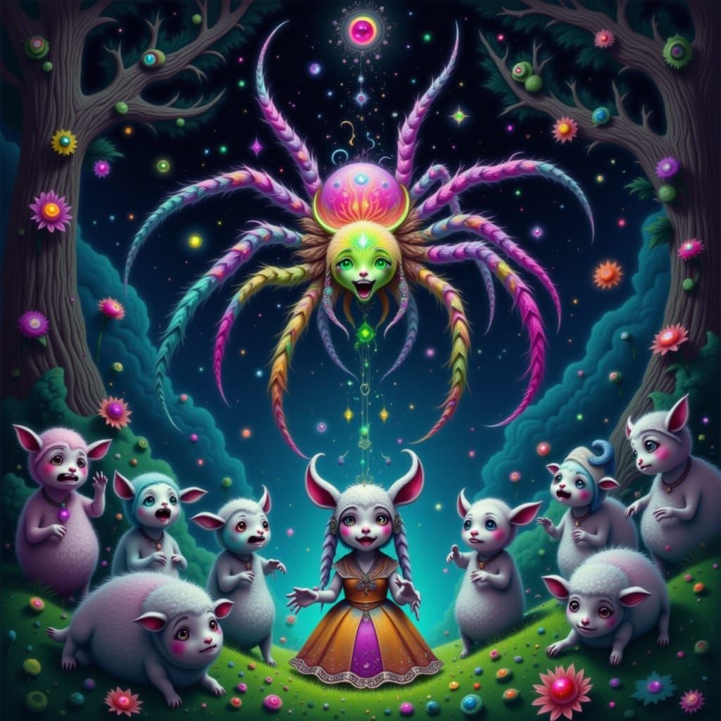 Terrified Lambs Witness Spider Attack in Burtonesque Style