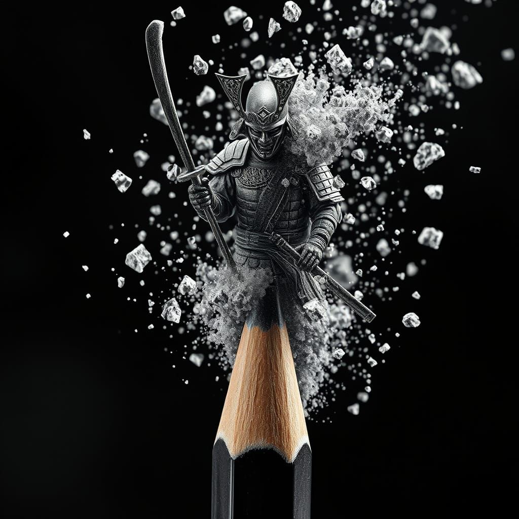 Metamorphosis of a Samurai from the lead of a pencil