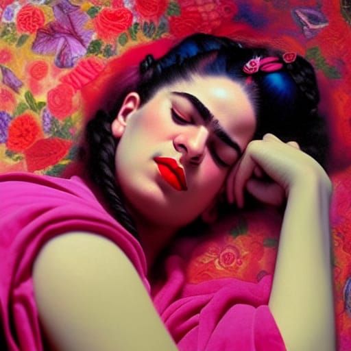 Dreamy Woman in Cosmic Hyperrealism, Ethereal Painting