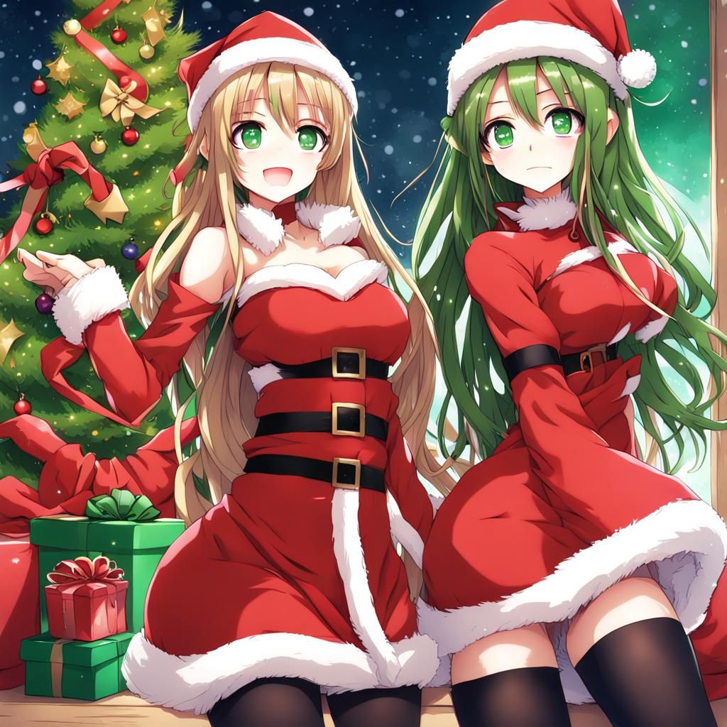 Anime Girls Celebrate Christmas in Manga Style