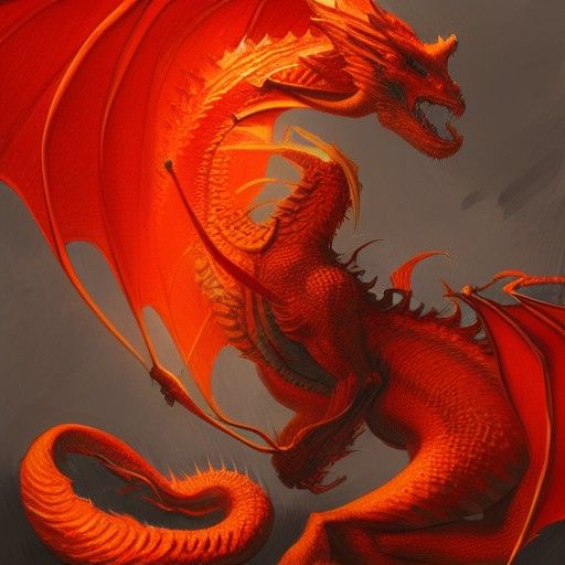 Fiery Dragon in Post-Impressionist Style