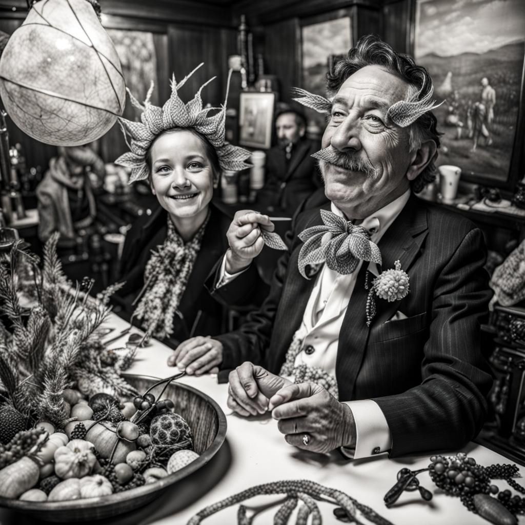 Surreal Restaurant Scene with Beautiful Aliens in Photoreali...