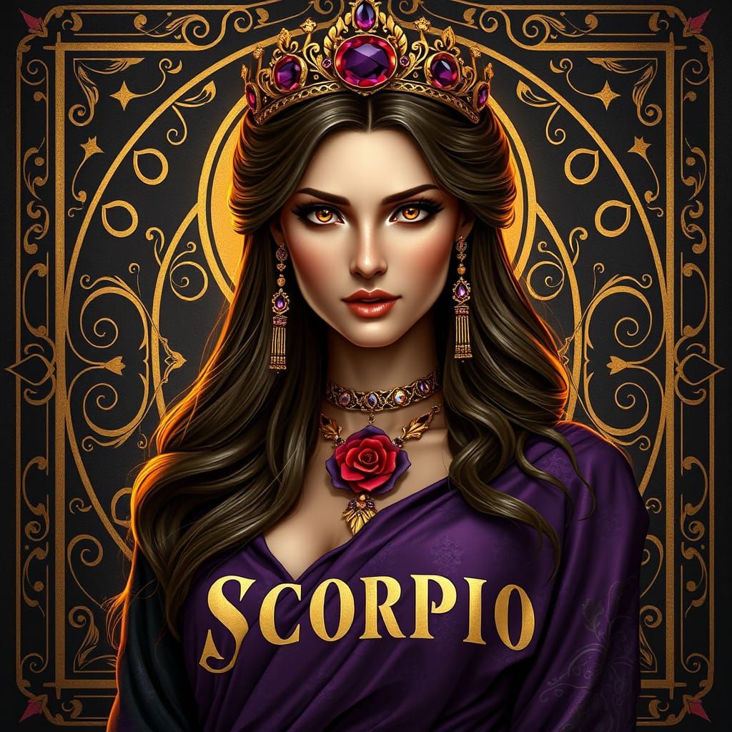 Stately Scorpio Goddess in Ancient Luxury