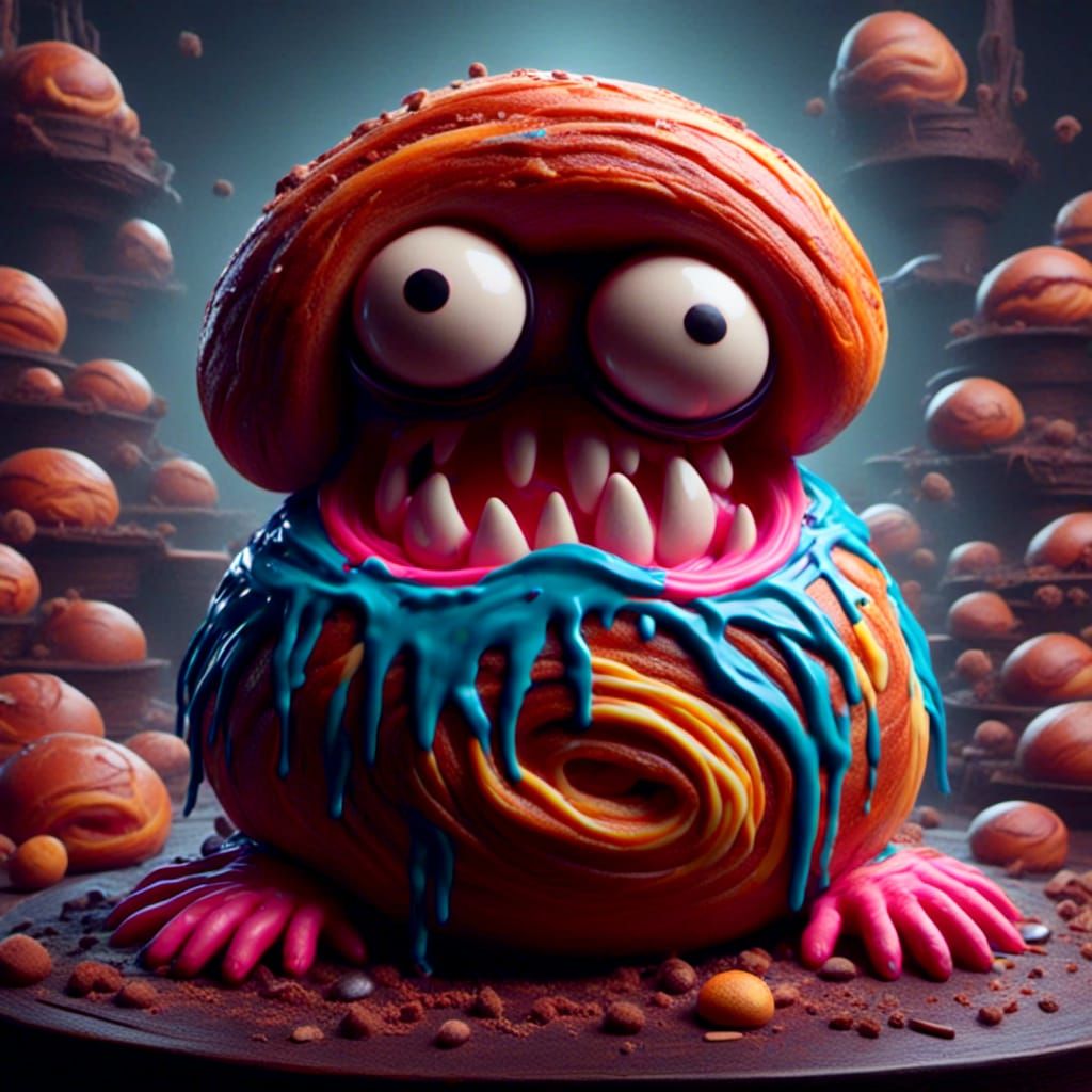 Angry Cookie in Hyper-Maximalist Dark Fantasy Style