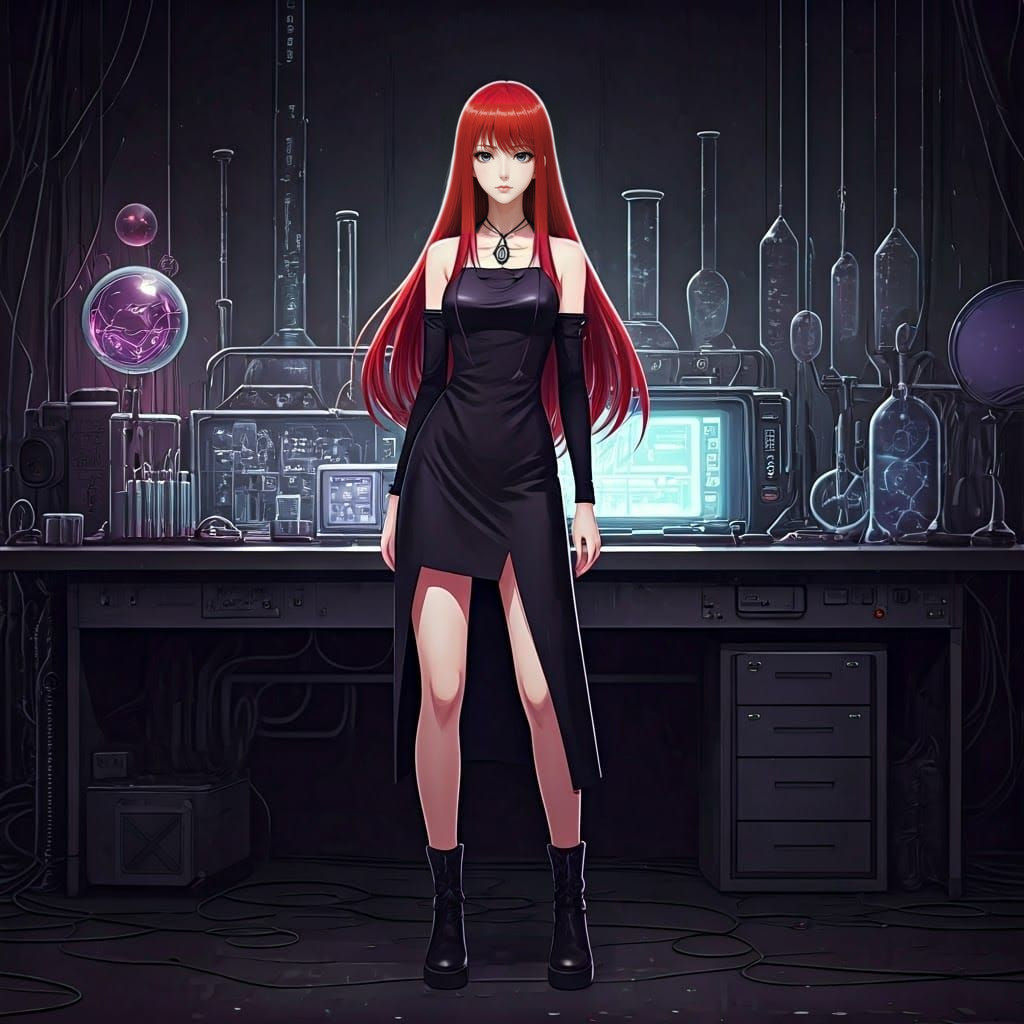 Cyberpunk Woman in Noir Laboratory