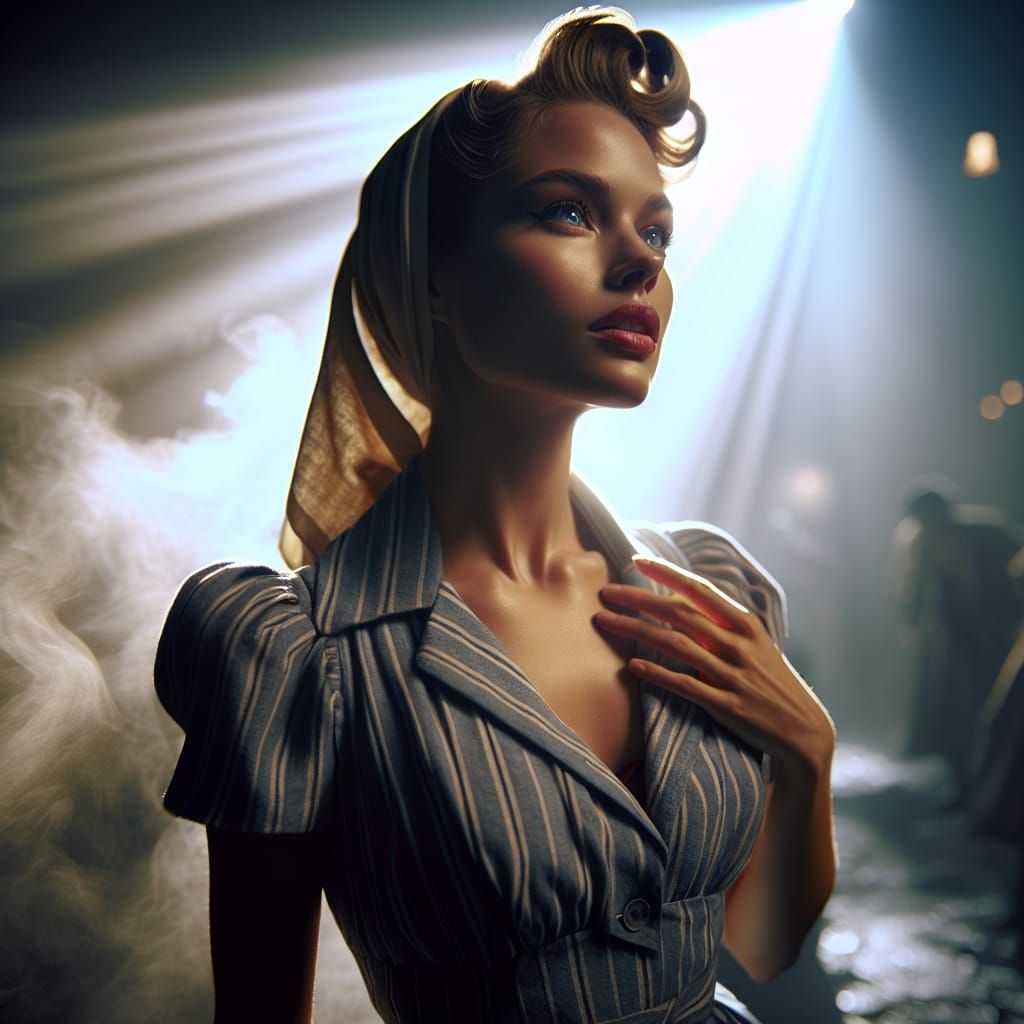 1950s Elegance: Cinematic Still with Dutch Angle