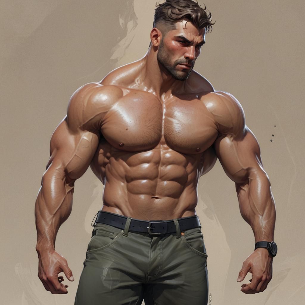 Detailed Portrait of a Muscular Man