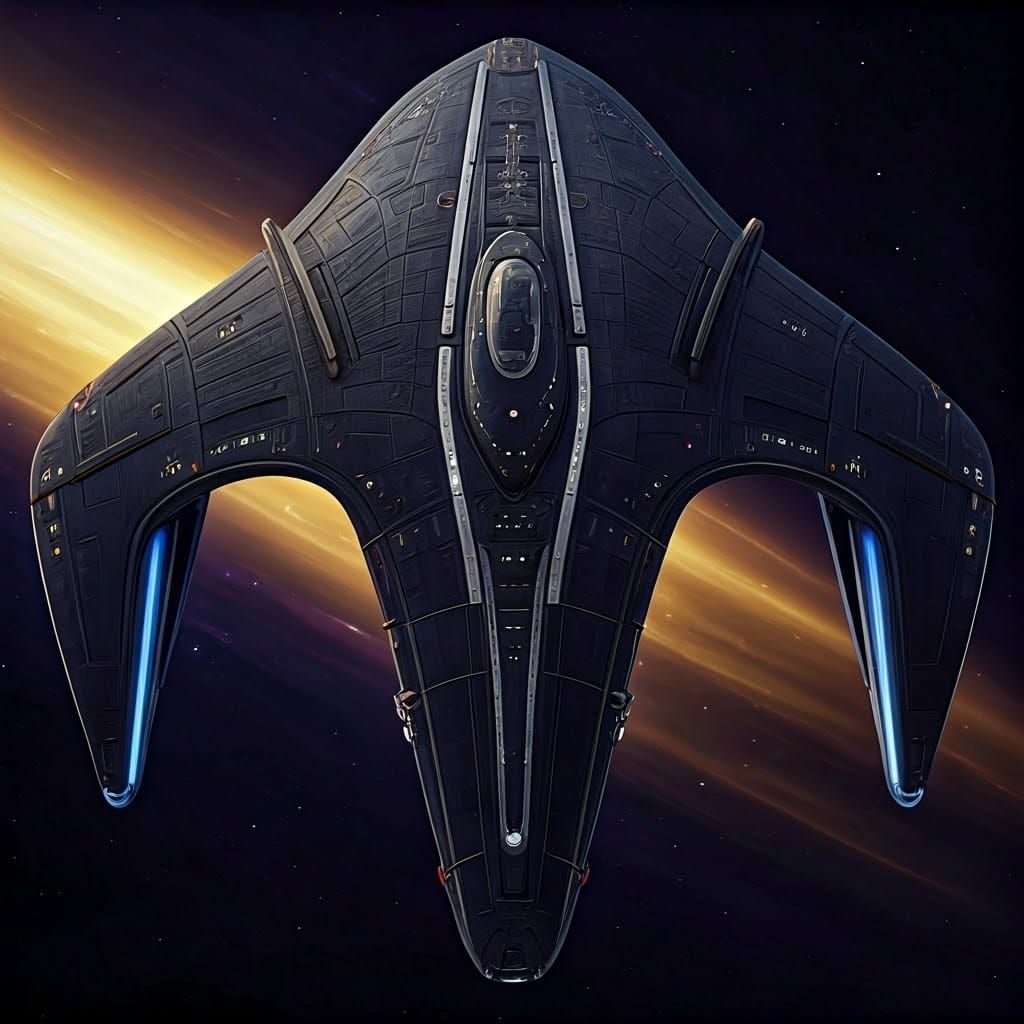 Cyberpunk Starship in Dark Fantasy Concept Art Style