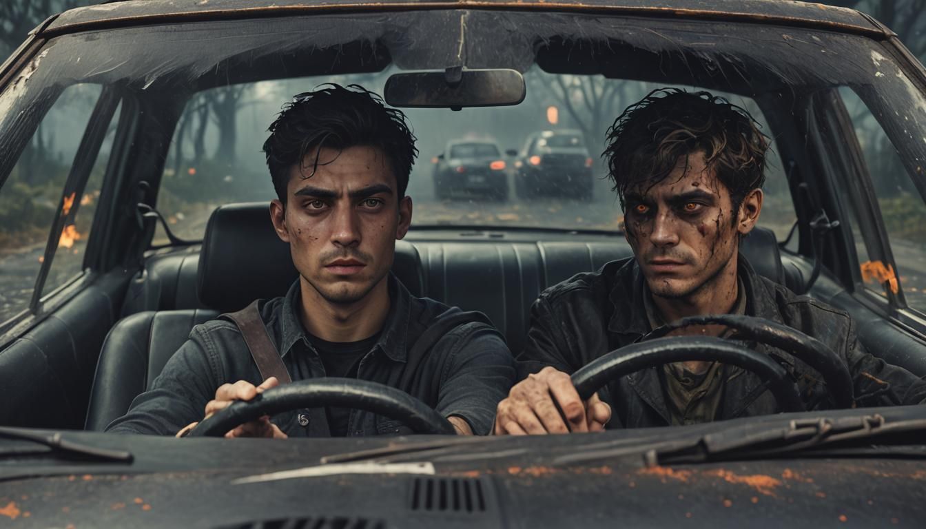 Dark and Spooky Car Ride: Detailed Matte Painting