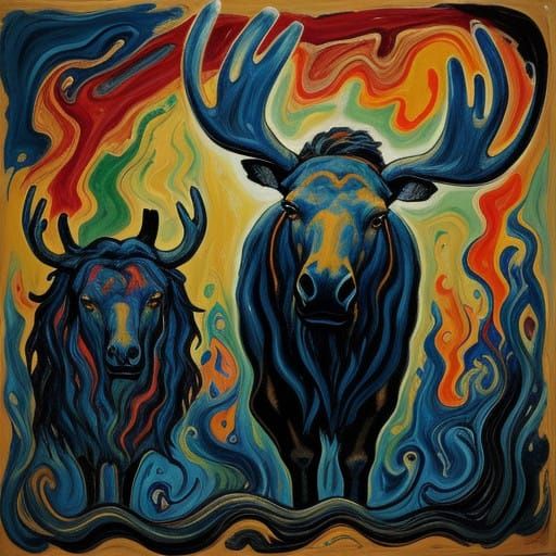 Ancient Moose Sage Surrounded by an Ominous, Living Shadow